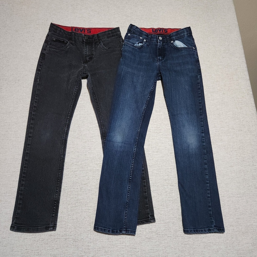 Levi's 511 Slim Fit Jeans Kids Size 12 Reg Blue Black 2 Pack Bundle Elastic Band